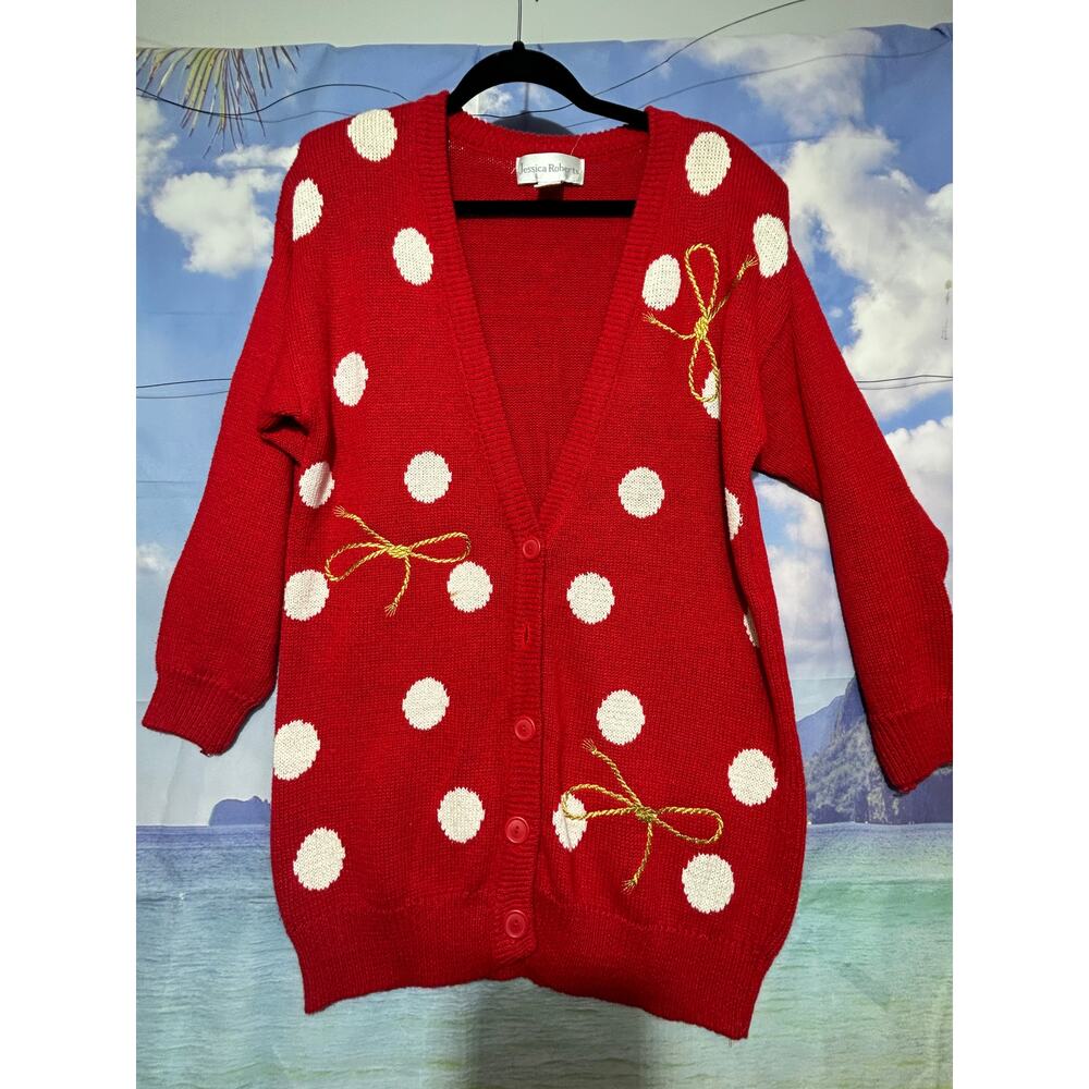 Vintage 1980s Jessica Roberts Women's Christmas Long Sweater Size Medium